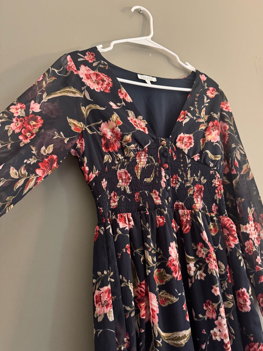 Patrons of Peace Maxi Dress with Pink Floral Print - Picture 2 of 5